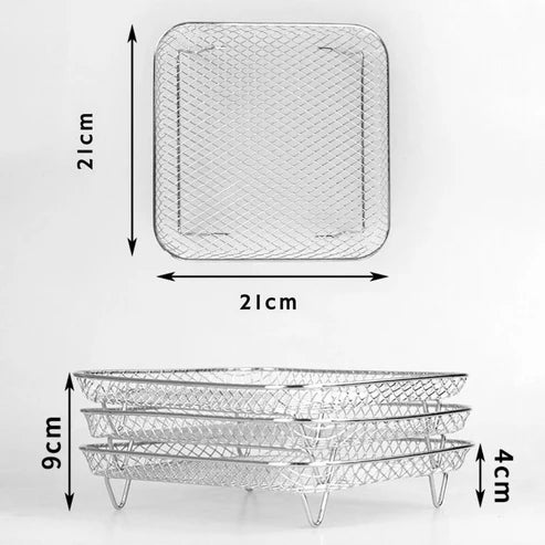 Stackable baskets for even air cooking (x3)