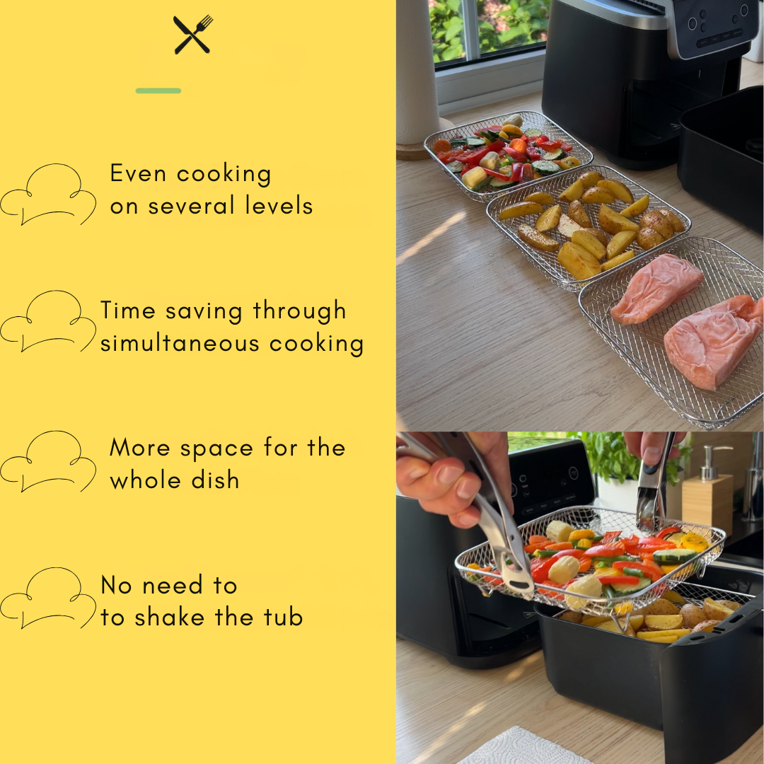Paniers empilables pour cuisson homogène à l'air (x3)