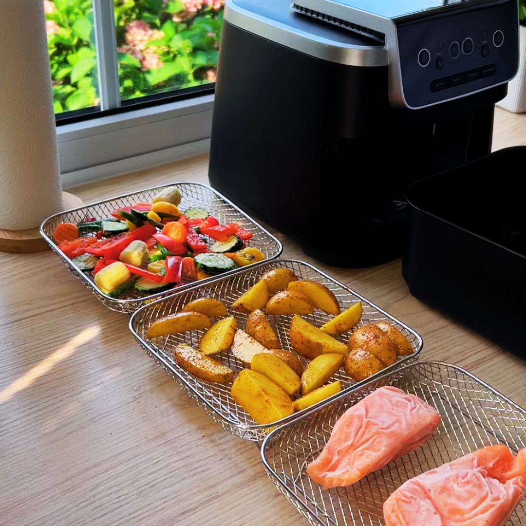 Paniers empilables pour cuisson homogène à l'air (x3)