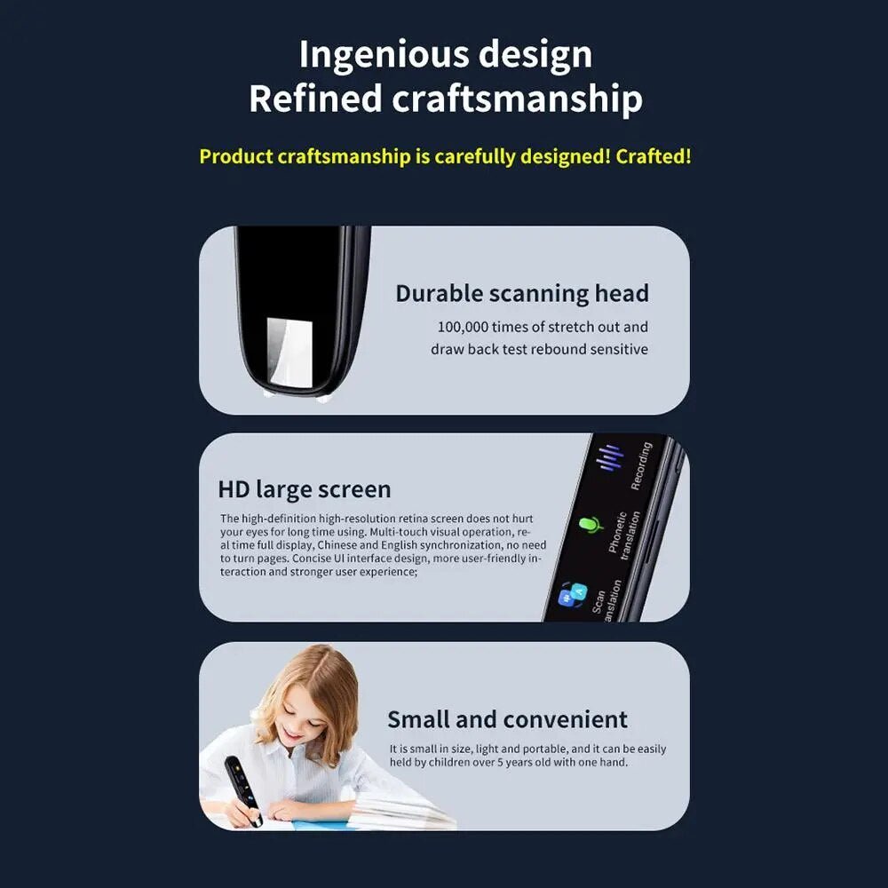 Stylo Traducteur Multifonction – Lecture & Traduction de 112 Langues en Temps Réel