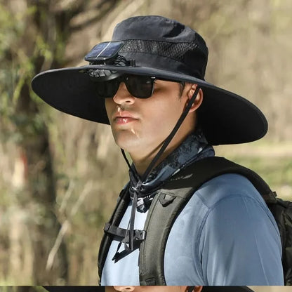 Hat with integrated solar fan 