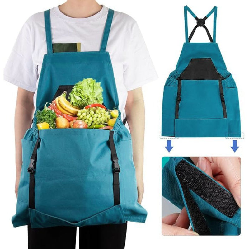 Praktische Garten-Schürze mit großer Ernte-Tasche 