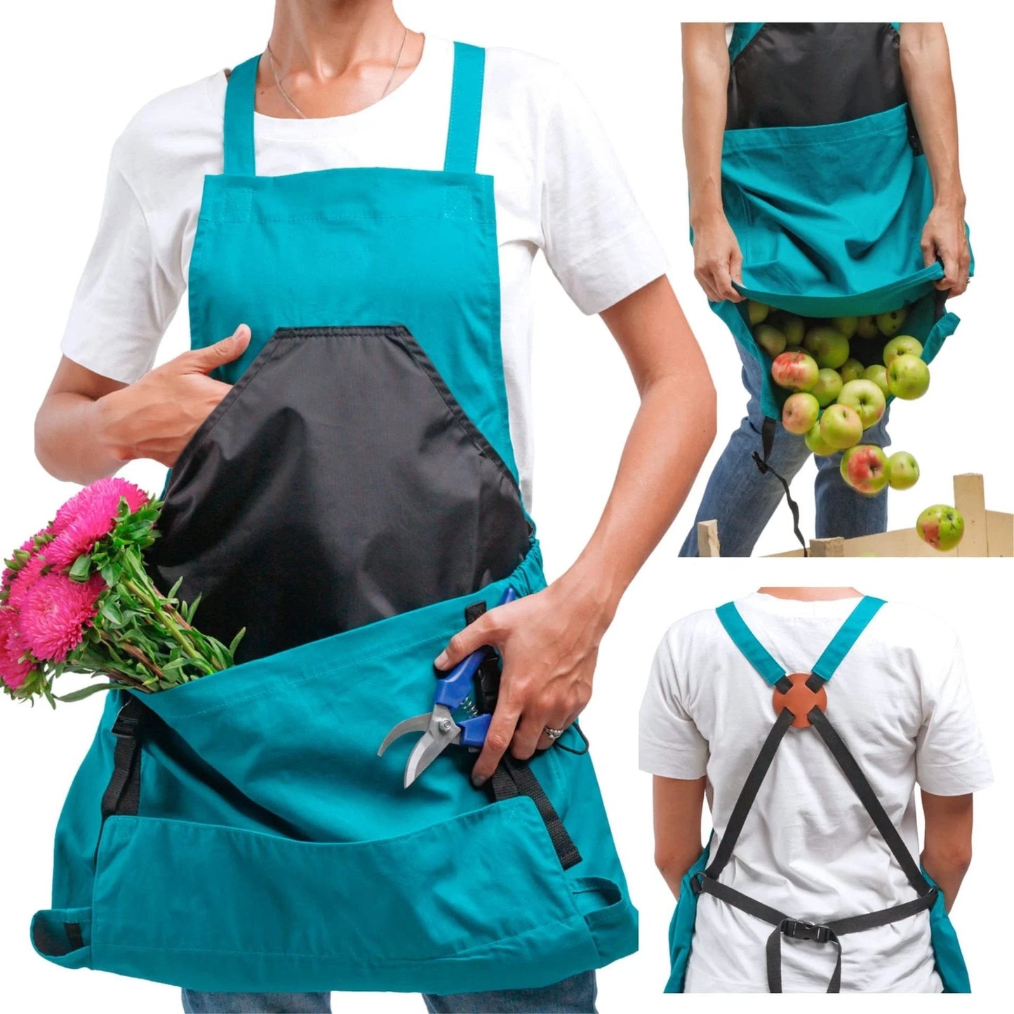 Praktische Garten-Schürze mit großer Ernte-Tasche 