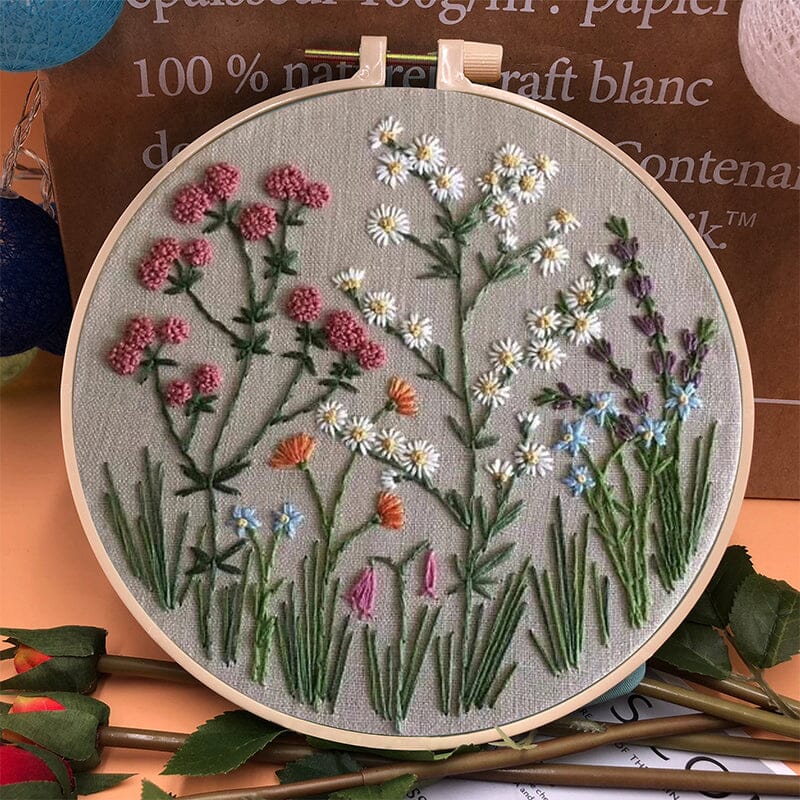 Kit de bordado floral para trabalhos manuais 