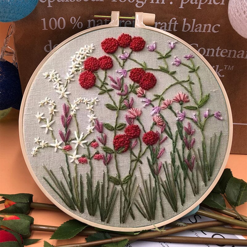 Kit de bordado floral para trabalhos manuais 