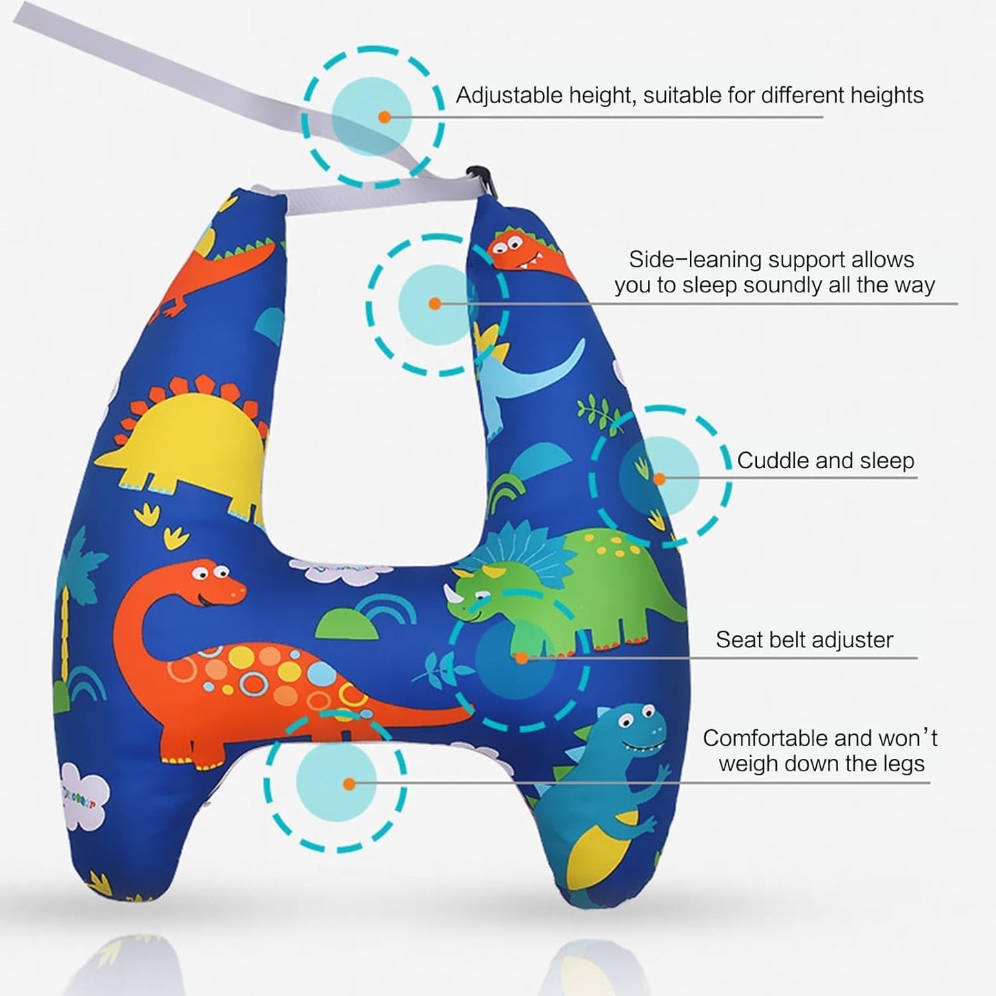 Child travel pillow with secure support 