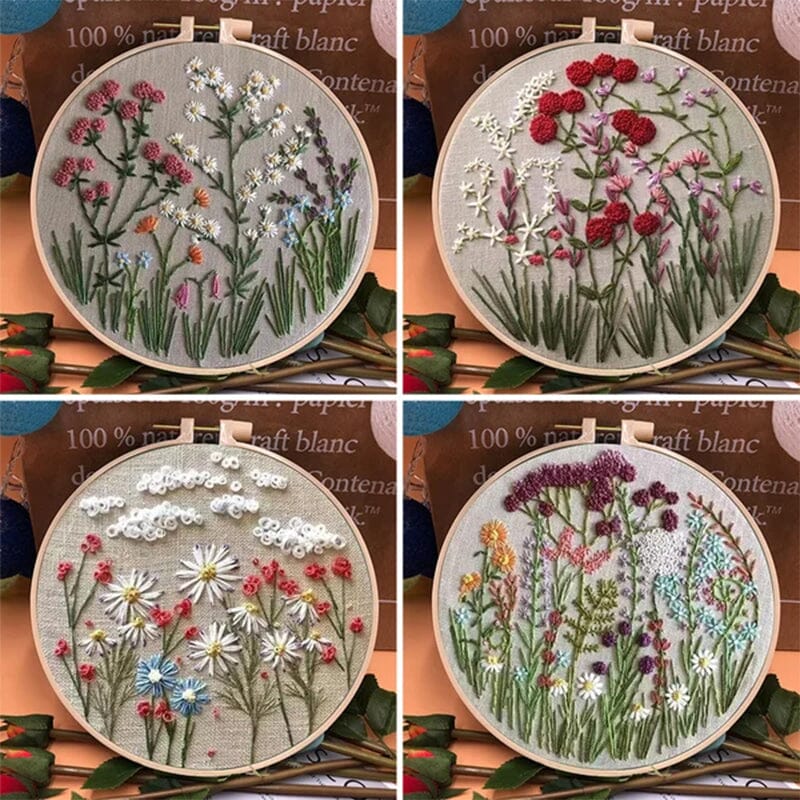 Kit de bordado floral para trabalhos manuais 