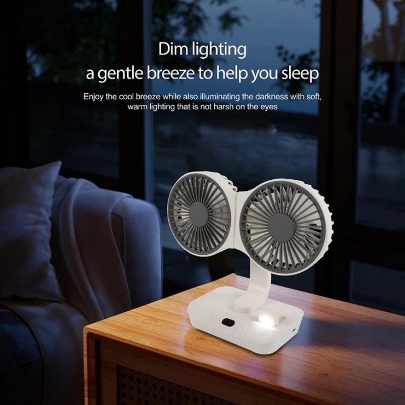 Ventilatore doppia testa ricaricabile e orientabile 