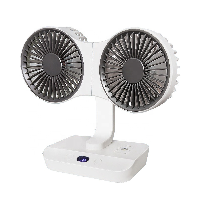 Ventilatore doppia testa ricaricabile e orientabile 