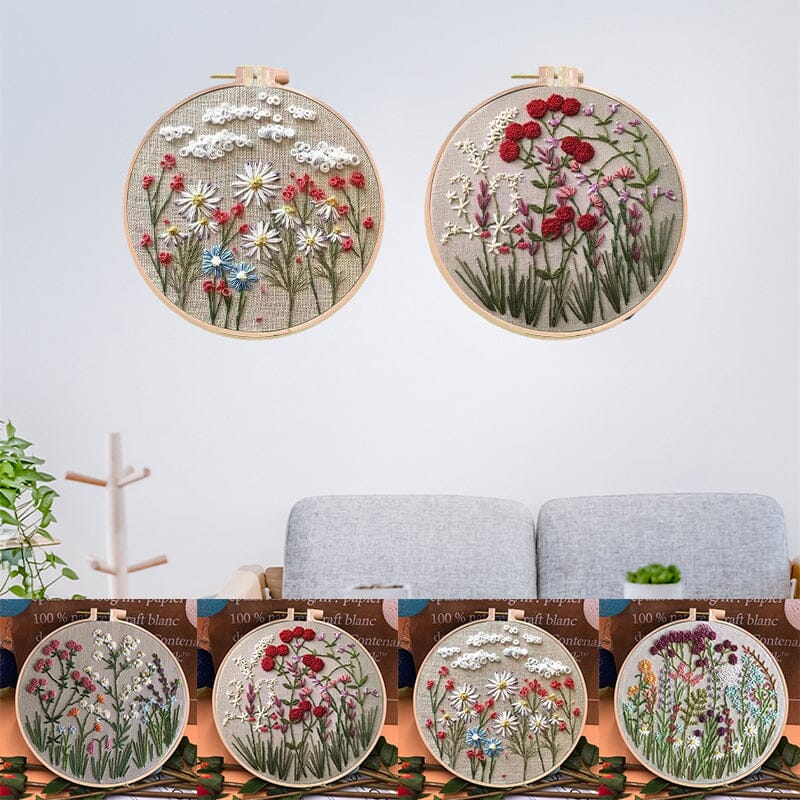 Kit de bordado floral para trabalhos manuais 