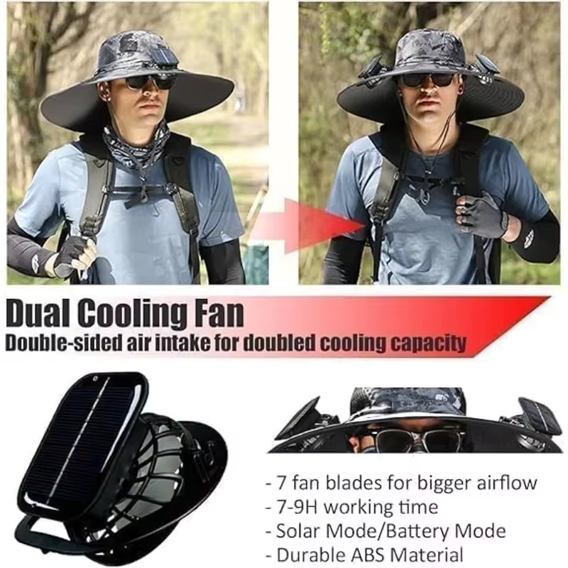 Chapéu com ventilador solar integrado 