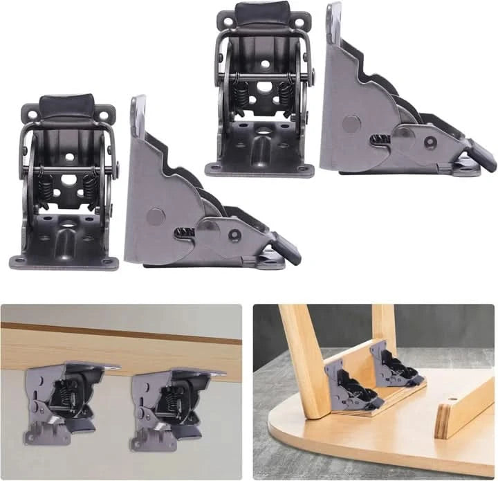 Self-locking folding steel furniture hinges at 90 degrees (x2) 